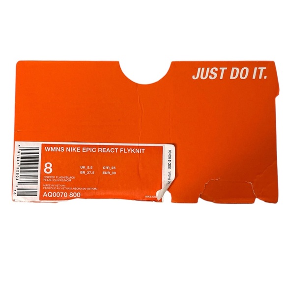 Nike Epic React Flyknit Sneakers Women's size 8 in Copper Flash / Black - Picture 7 of 7